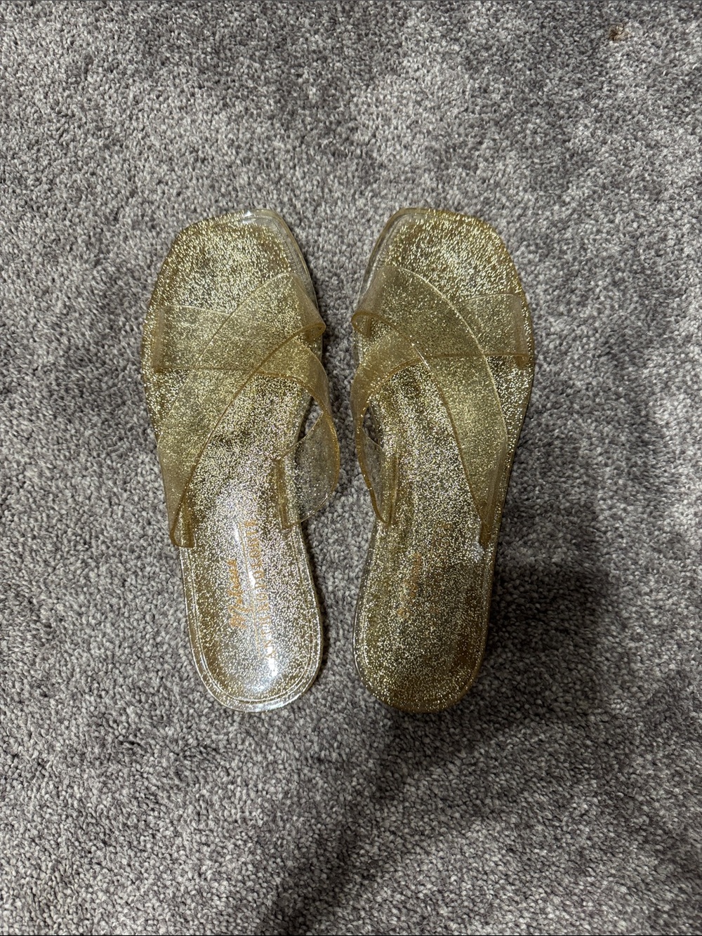 Matisse for Anthropology Gold Glitter Jelly Sandals